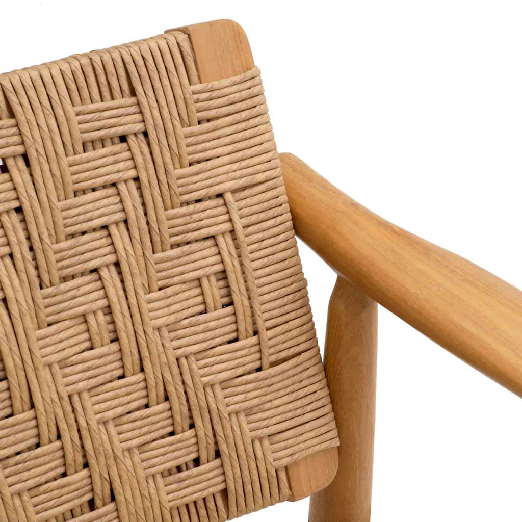 Ferris Teak Woven Rope Outdoor Dining Chair with Cushion