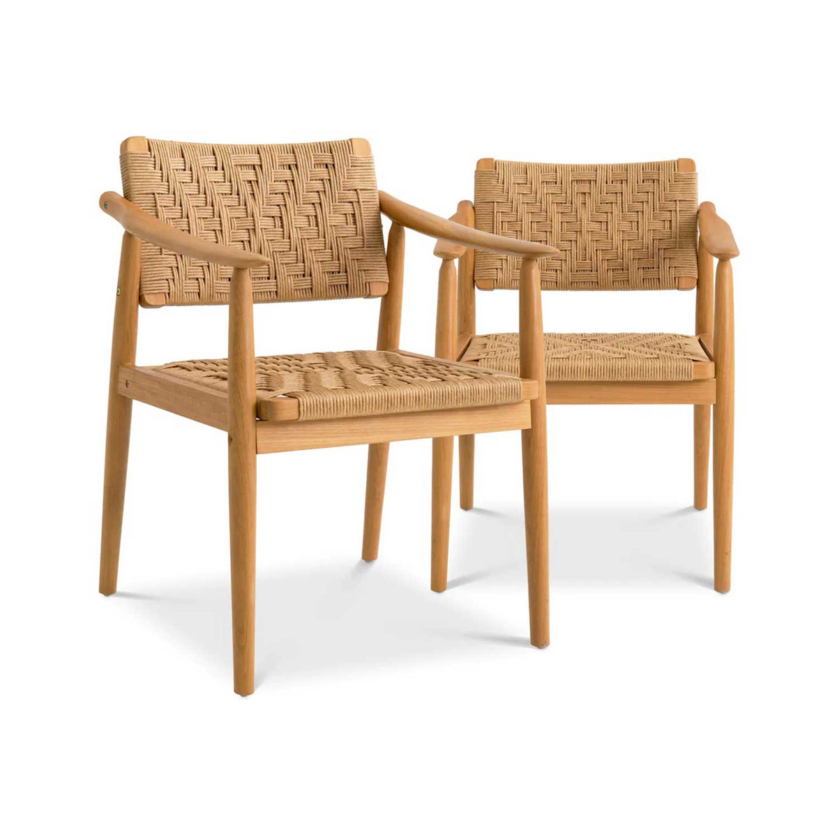 Ferris Teak Woven Rope Outdoor Dining Chair with Cushion