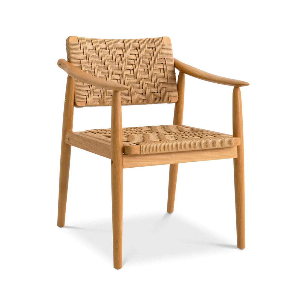 Ferris Teak Woven Rope Outdoor Dining Chair with Cushion