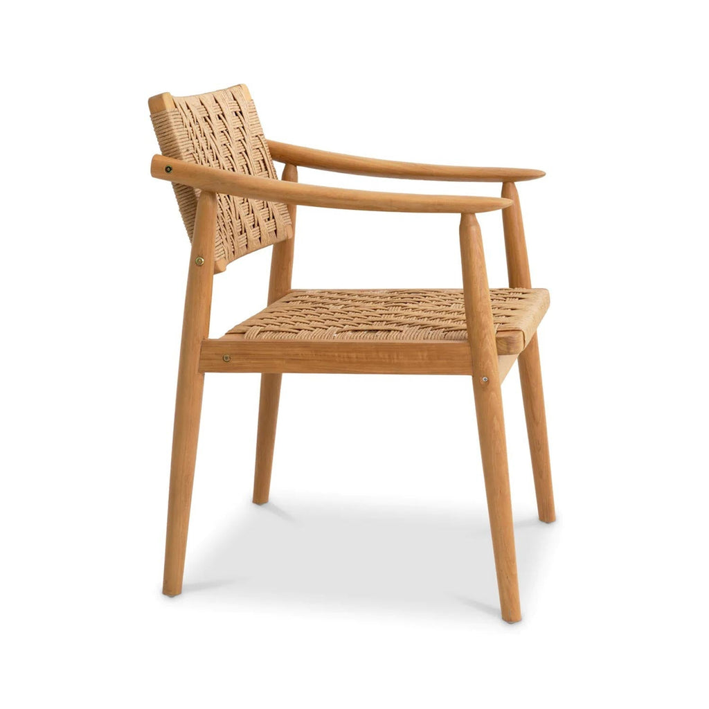 Ferris Teak Woven Rope Outdoor Dining Chair with Cushion