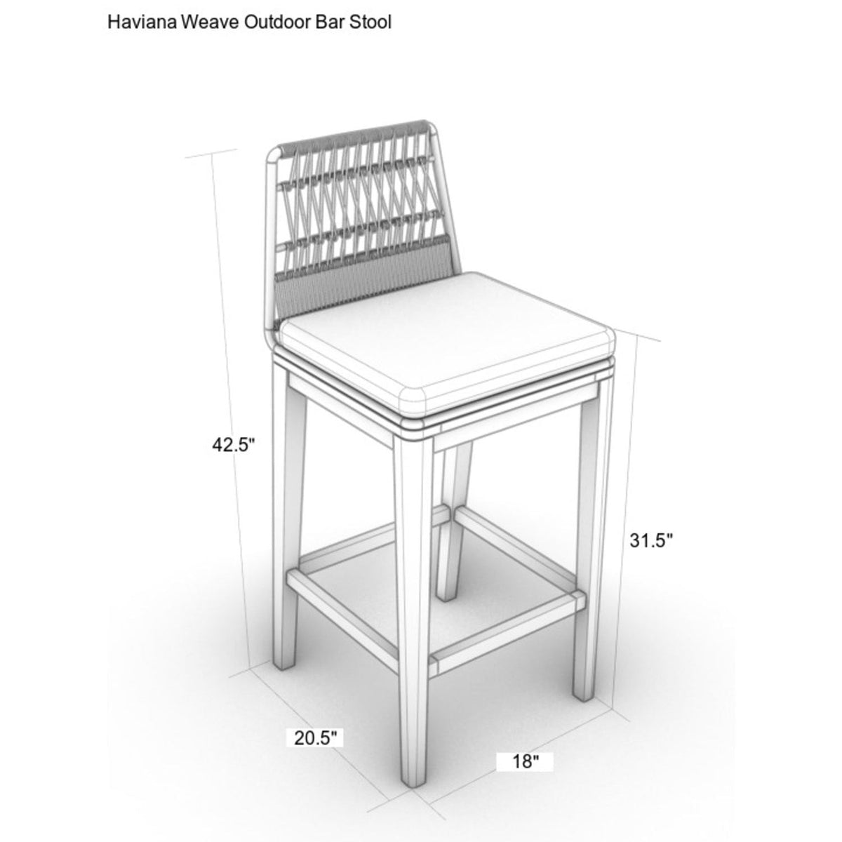 Haviana Outdoor Teak Bar Stool