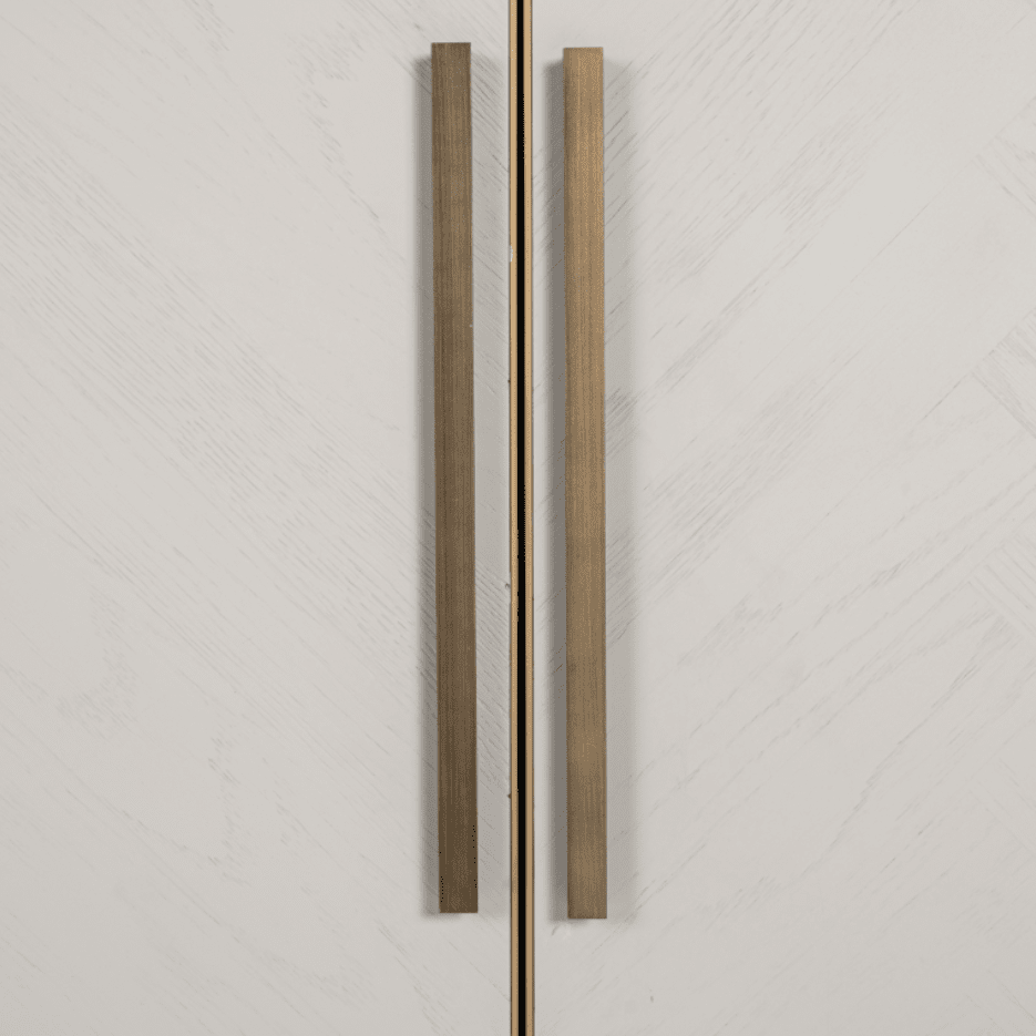 Helena Luxury Cream Oak Veneer 4 Door Sideboard with Brass Detailing