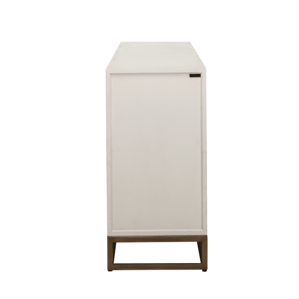 Helena Luxury Cream Oak Veneer 4 Door Sideboard with Brass Detailing