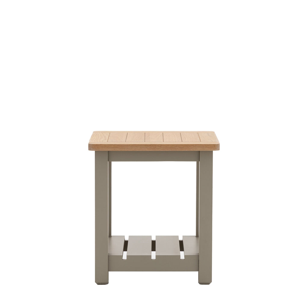 Highclere Sage Green Painted Side Table with Oak Top