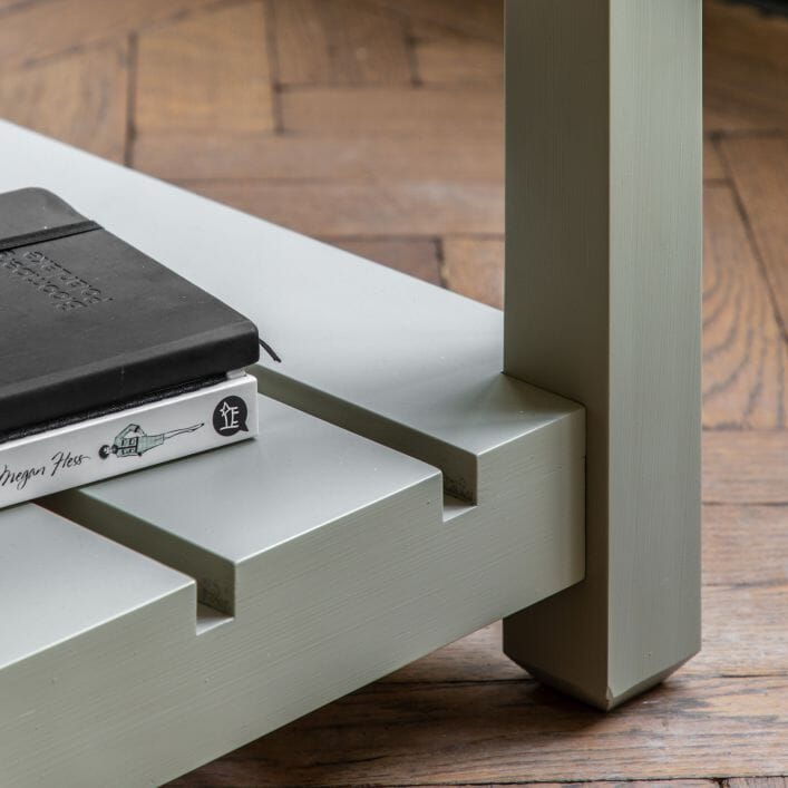Highclere Sage Green Painted Side Table with Oak Top