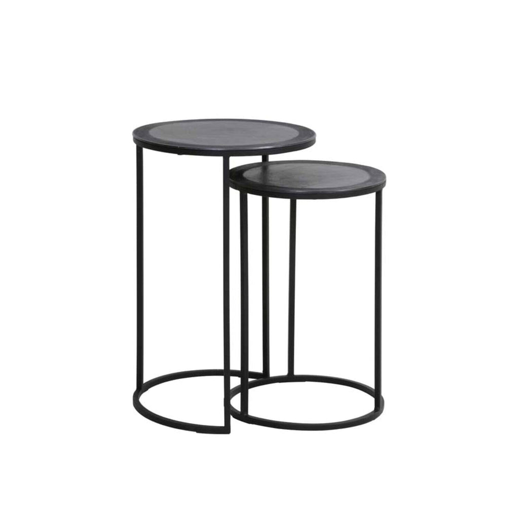 In Stock - Adele Black Tall Round Nested Metal Side Tables - Set of 2