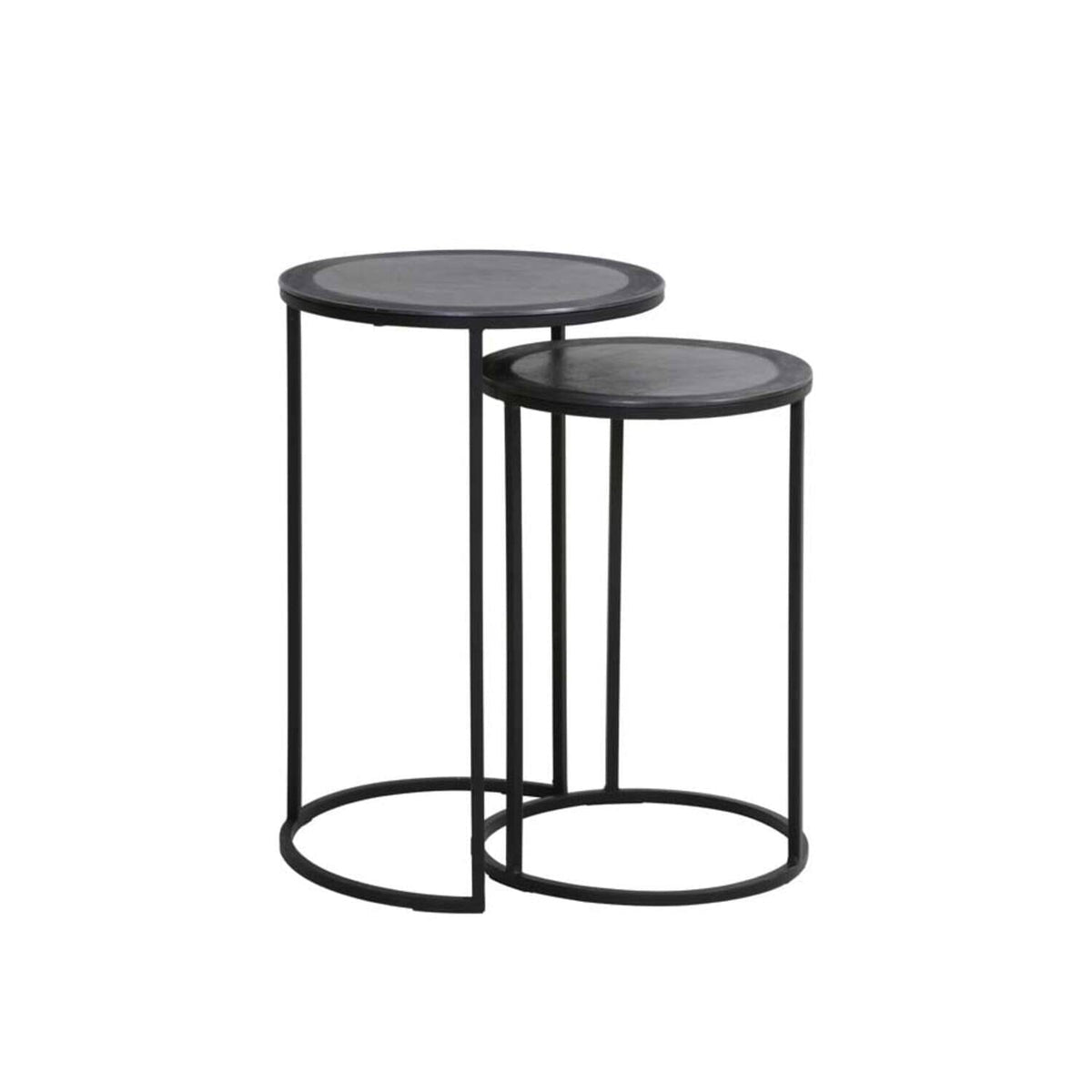 In Stock - Adele Black Tall Round Nested Metal Side Tables - Set of 2