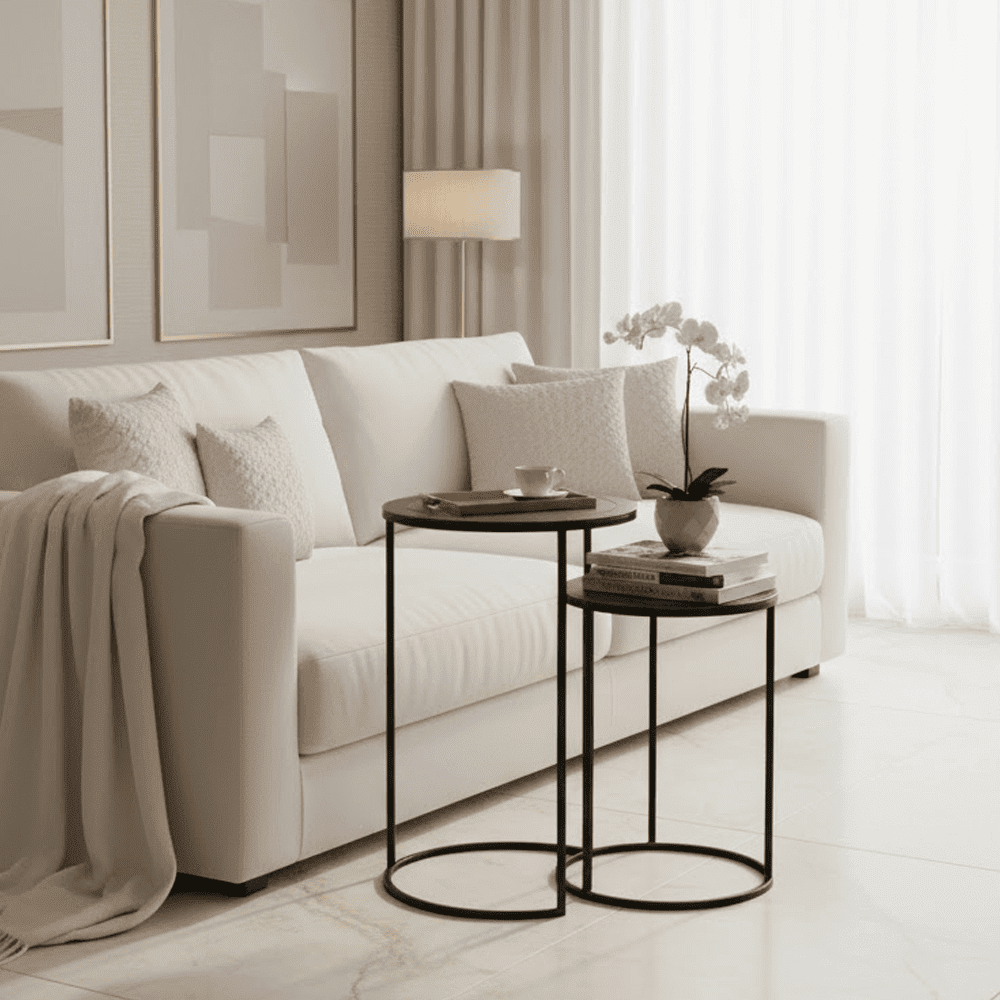 In Stock - Adele Black Tall Round Nested Metal Side Tables - Set of 2
