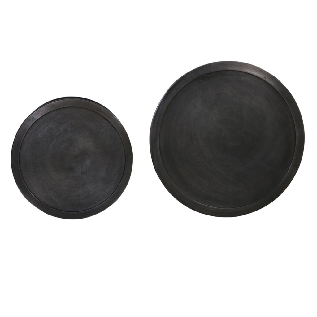 In Stock - Adele Black Tall Round Nested Metal Side Tables - Set of 2