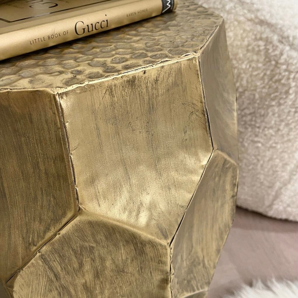 In Stock - Cora Antique Gold Round Side Table