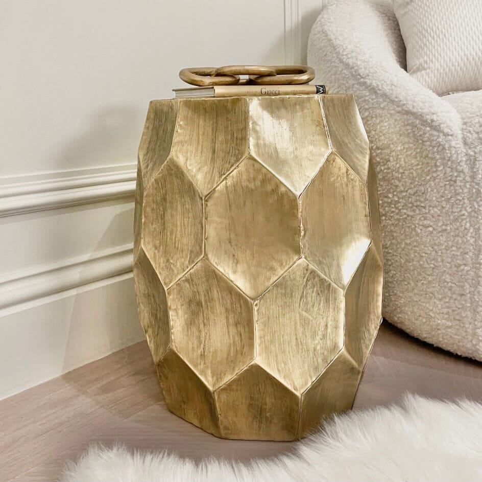In Stock - Cora Antique Gold Round Side Table