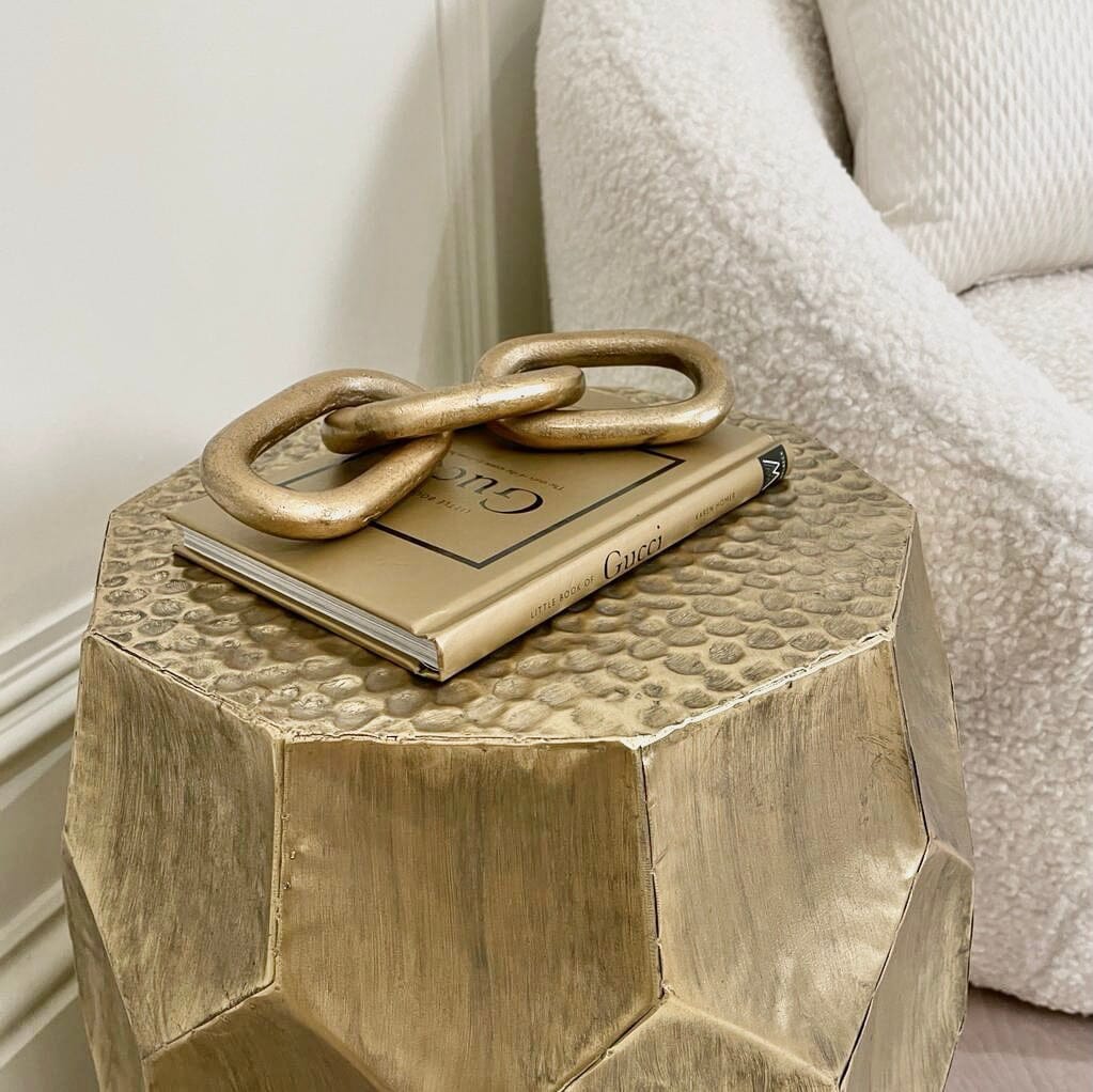 In Stock - Cora Antique Gold Round Side Table