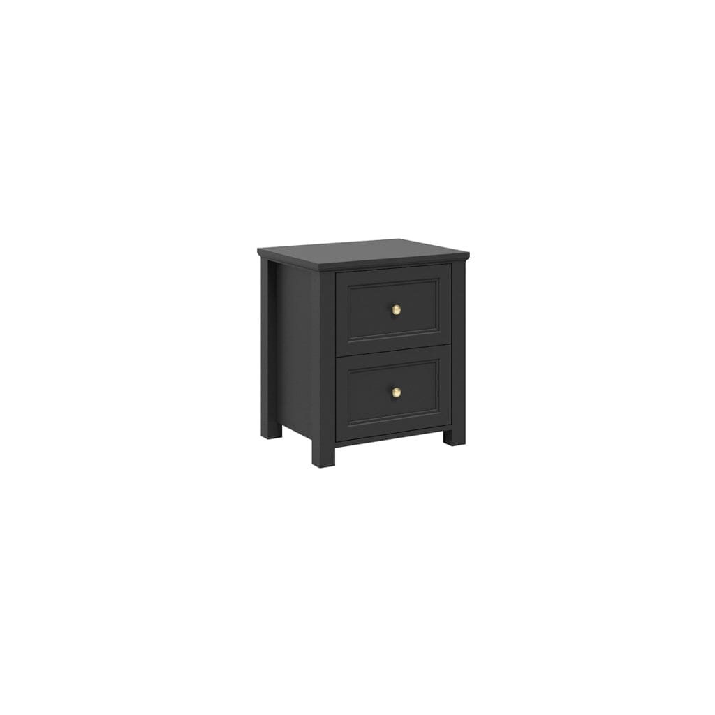 In Stock - Cynthia Black 2 Drawer Bedside Table with Gold Handles