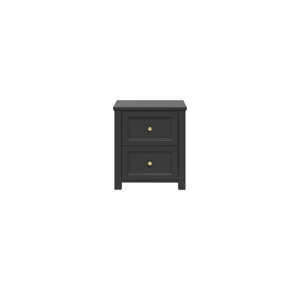 In Stock - Cynthia Black 2 Drawer Bedside Table with Gold Handles