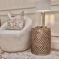 In Stock - Duvali Gold Round Side Table