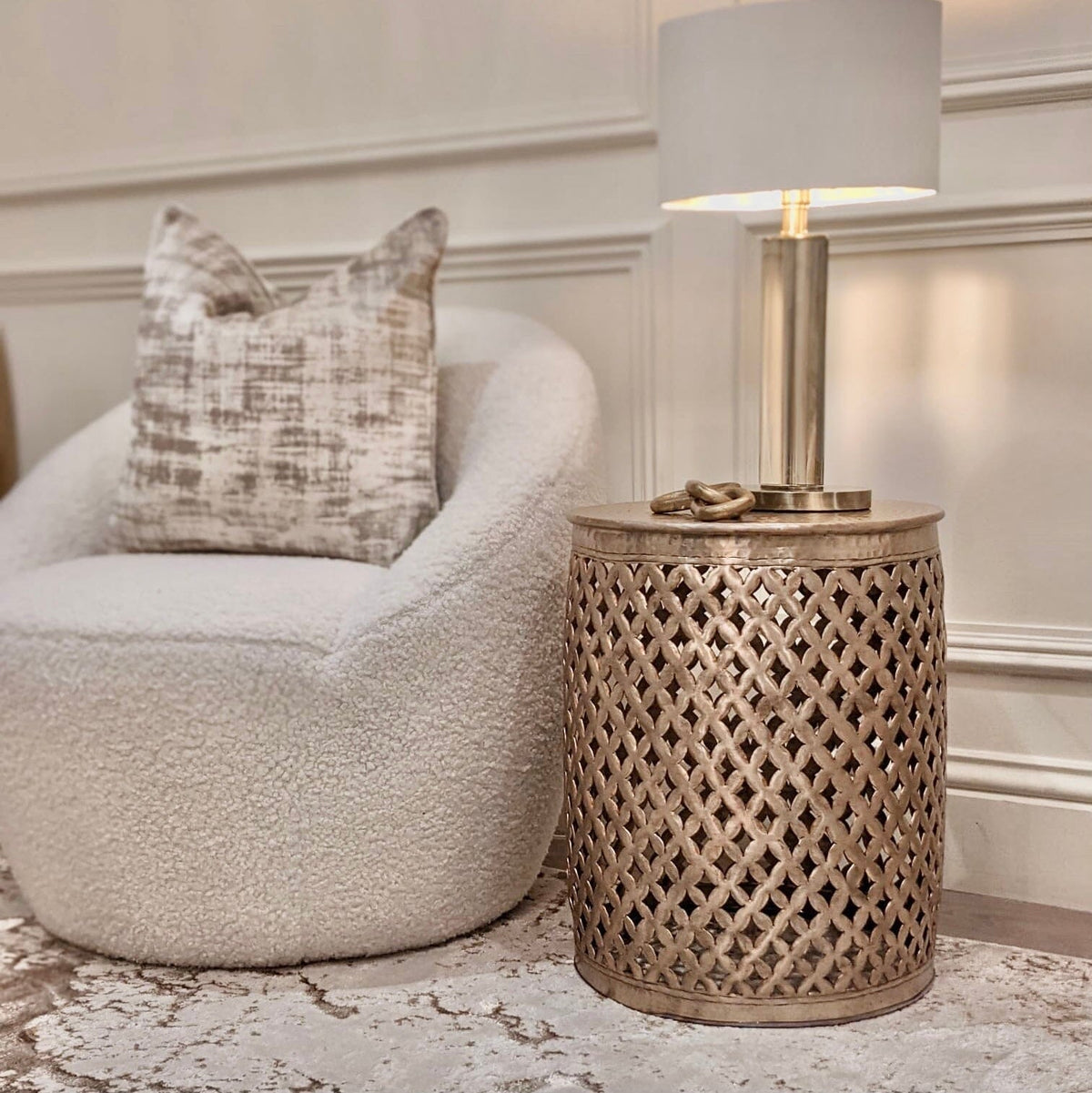 In Stock - Duvali Gold Round Side Table