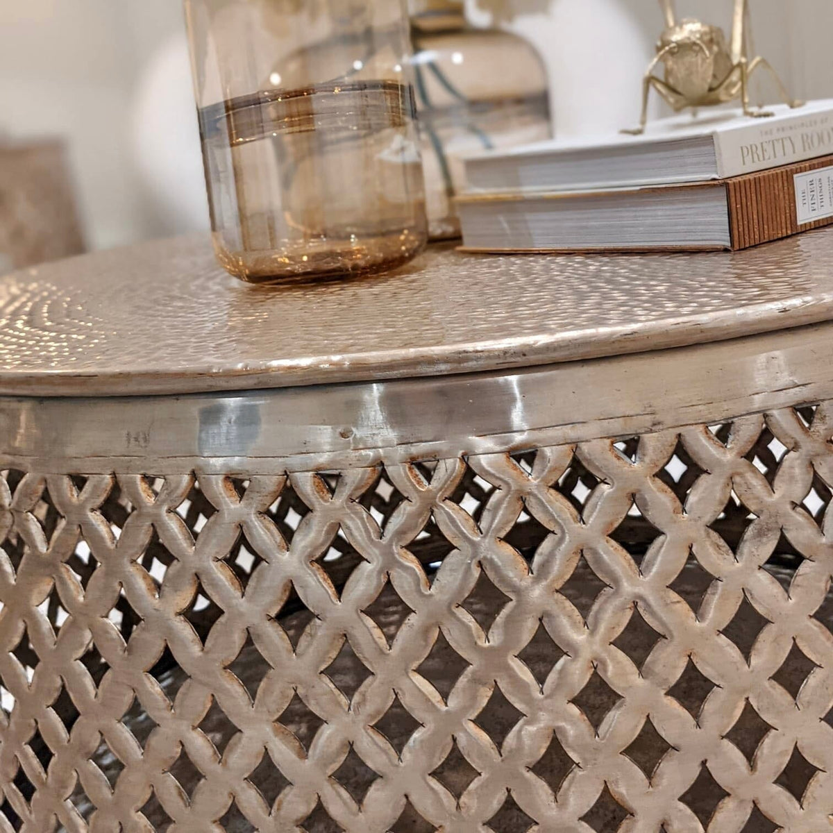 In Stock - Duvali Gold Round Side Table