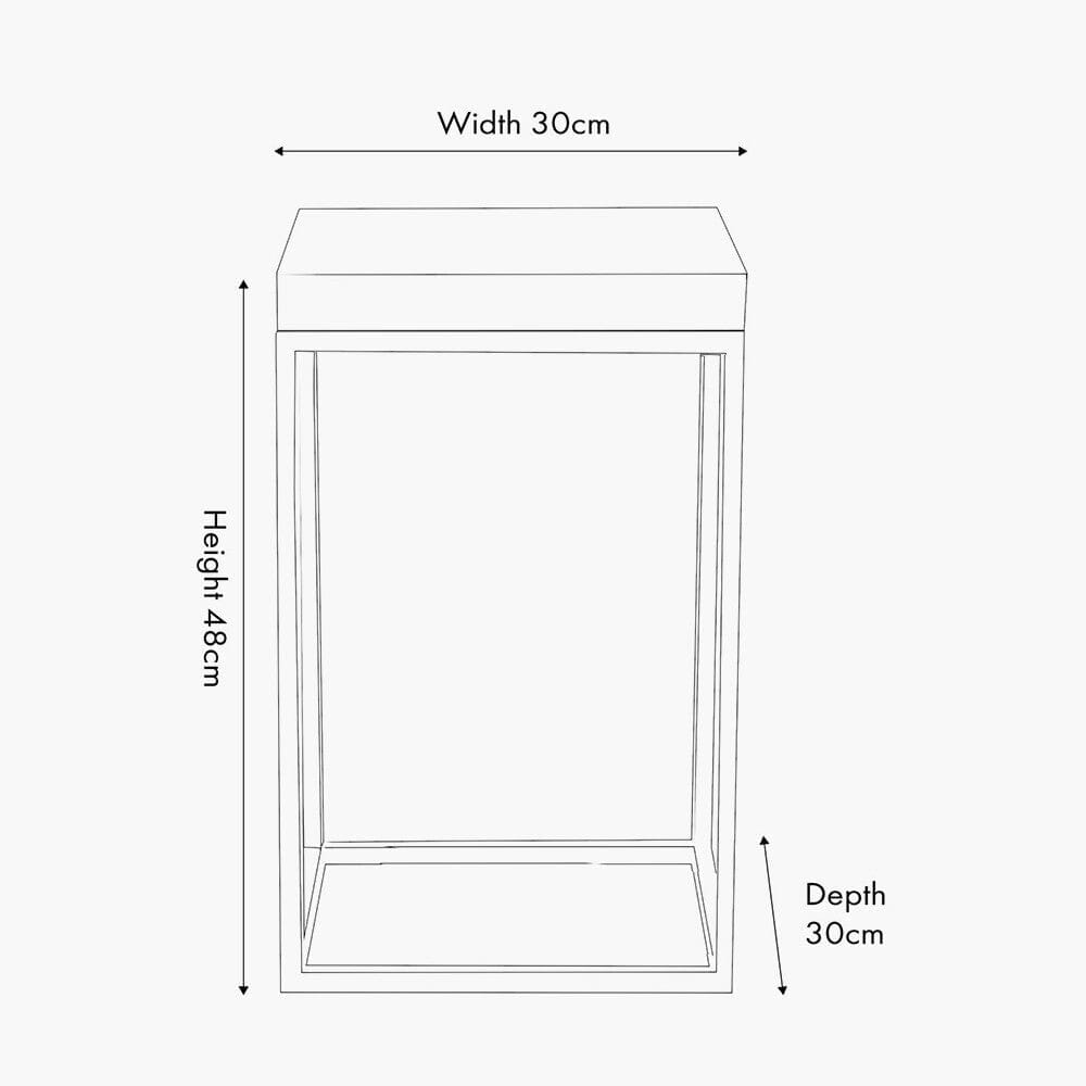 In Stock - Robyn Beige Granite & Gold Square Side Table