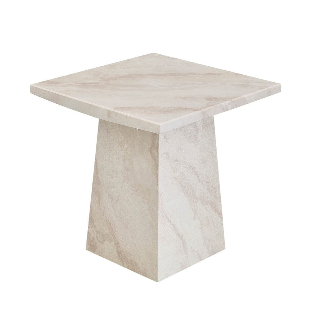 In Stock - Travara Taupe & Cream Marble Side Table