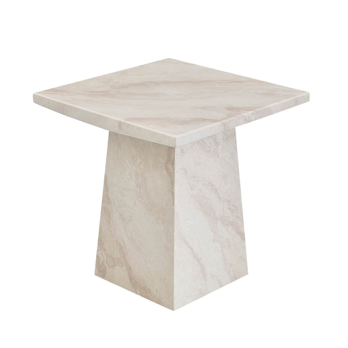 In Stock - Travara Taupe & Cream Marble Side Table
