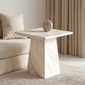 In Stock - Travara Taupe & Cream Marble Side Table