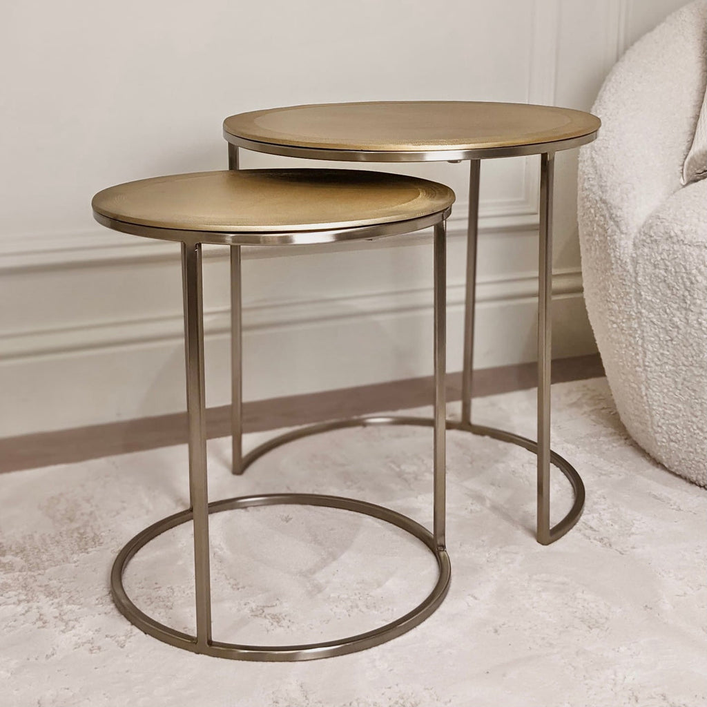 Adele Light Gold Round Nested Metal Side Tables - Set of 2