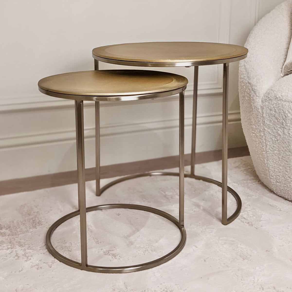 Adele Light Gold Round Nested Metal Side Tables - Set of 2