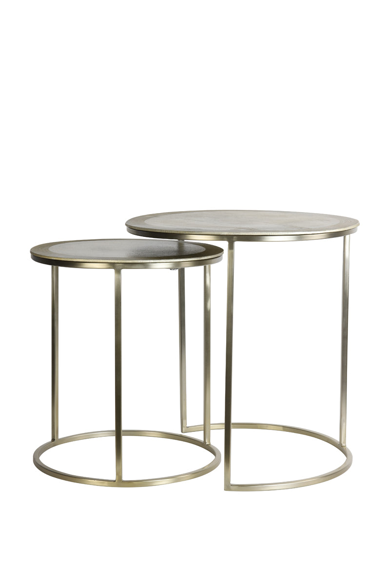 Adele Light Gold Round Nested Metal Side Tables - Set of 2