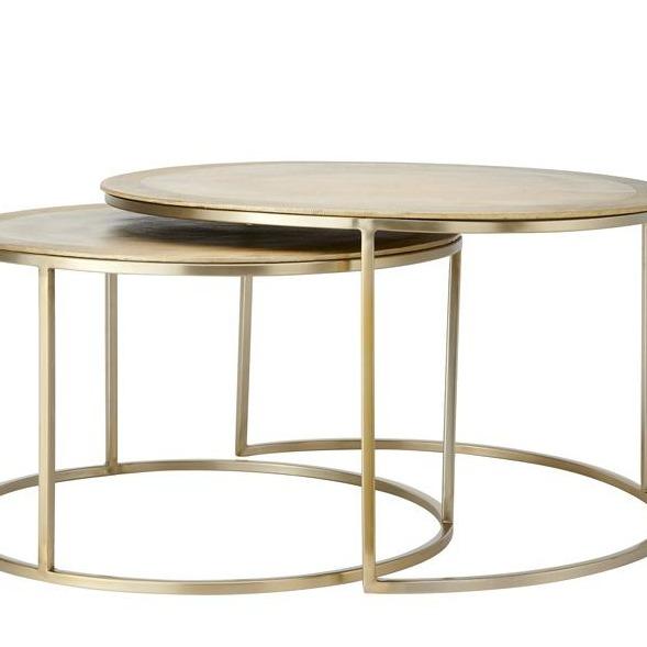 Adele Light Gold Round Nested Metal Coffee Tables - Set of 2