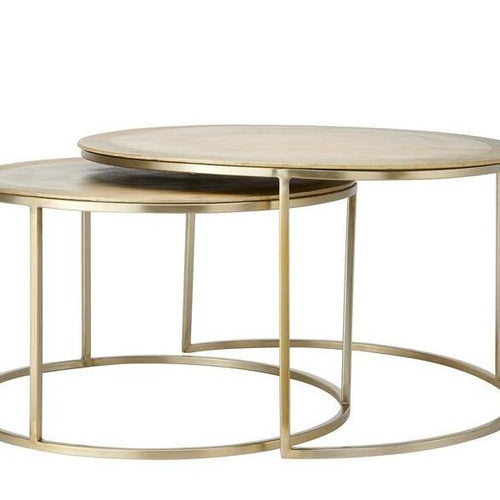 Adele Light Gold Round Nested Metal Coffee Tables - Set of 2