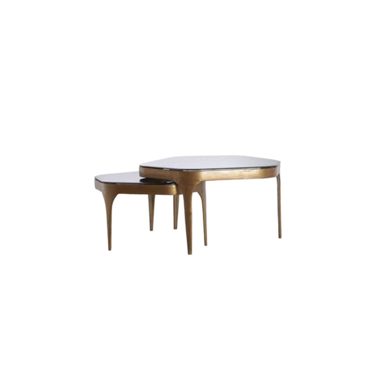 Jenny Antique Bronze & Smoked Glass Nested Coffee Tables - Set of 2