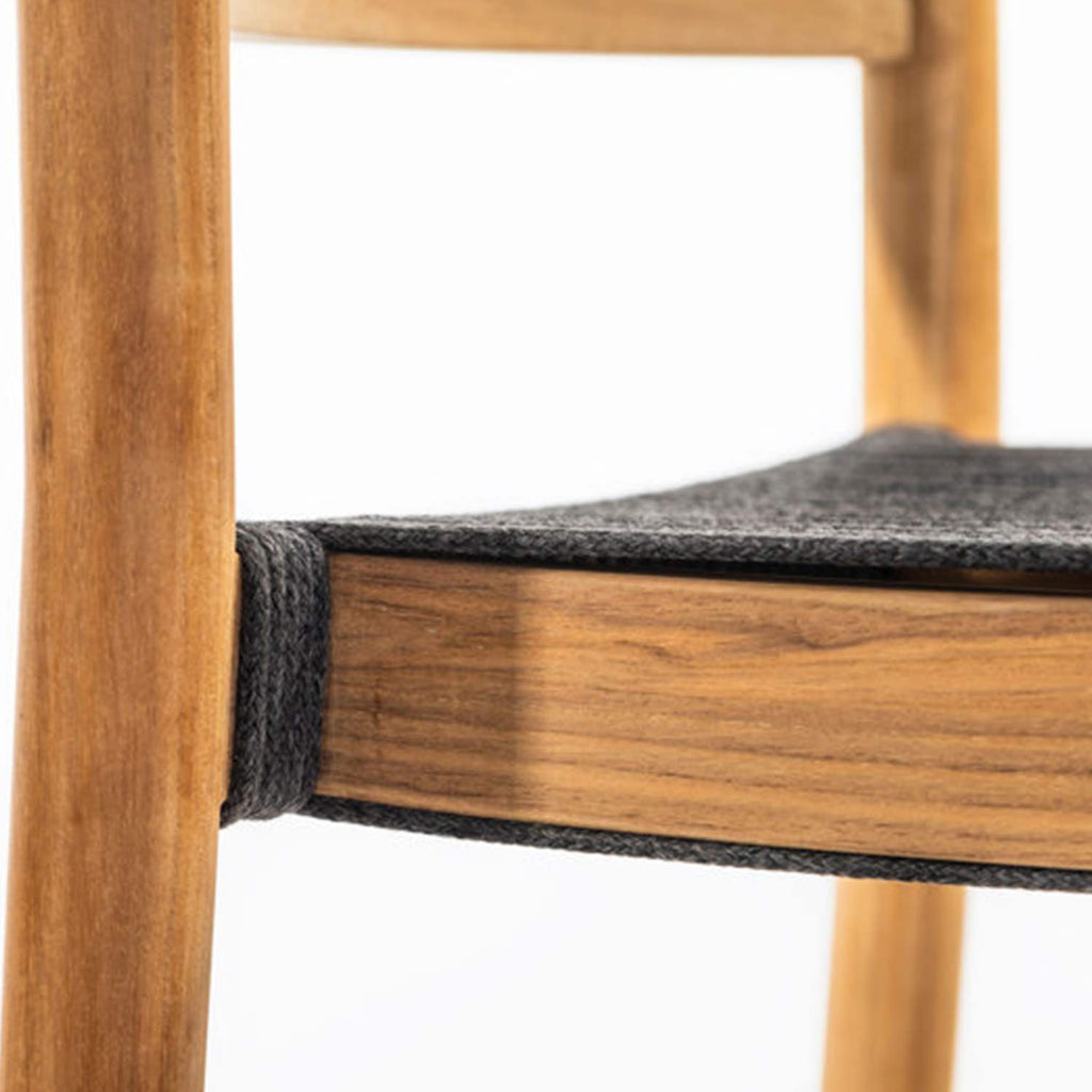 Jeremy Upholstered Armless Teak Outdoor Bar Stool