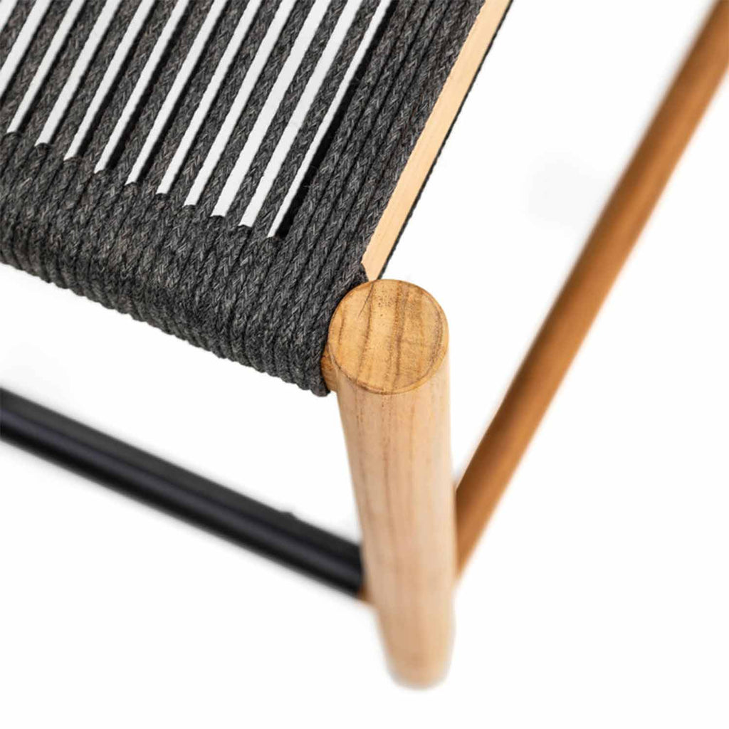 Jeremy Upholstered Armless Teak Outdoor Bar Stool