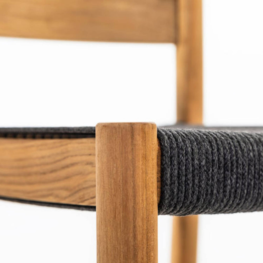 Jeremy Upholstered Armless Teak Outdoor Bar Stool