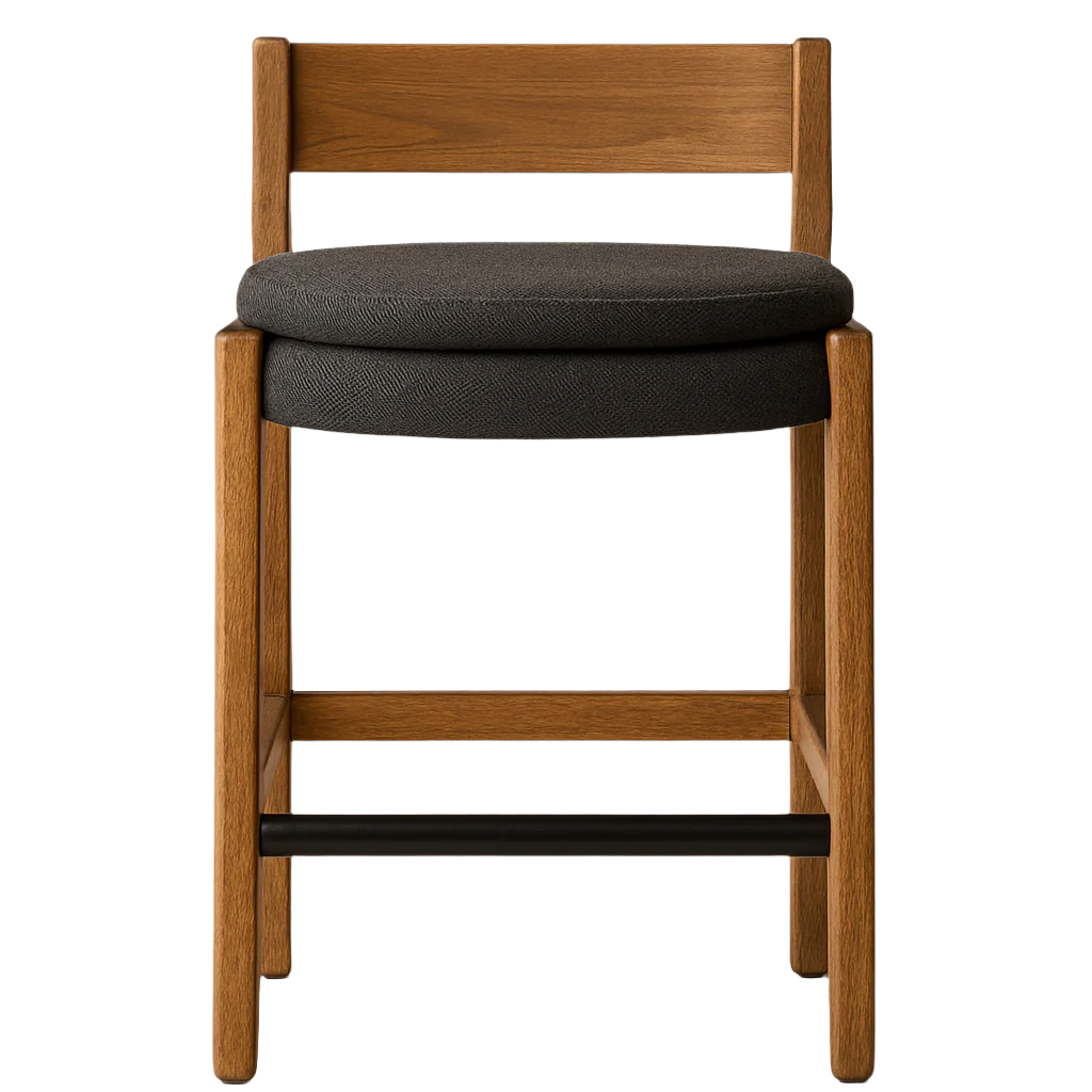 Jeremy Upholstered Armless Teak Outdoor Bar Stool