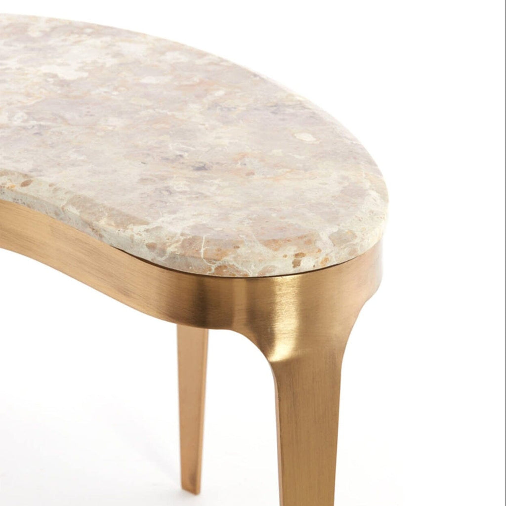 Josephine Antique Bronze Abstract Shaped Coffee Table with Taupe Marble Top