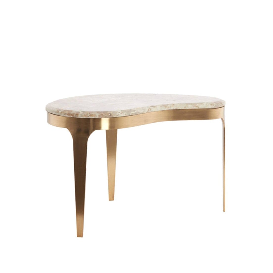 Josephine Antique Bronze Abstract Shaped Coffee Table with Taupe Marble Top