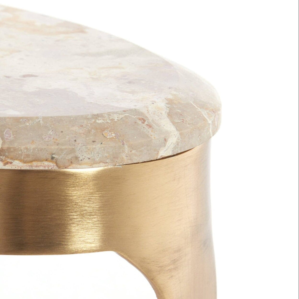 Josephine Antique Bronze Abstract Shaped Coffee Table with Taupe Marble Top