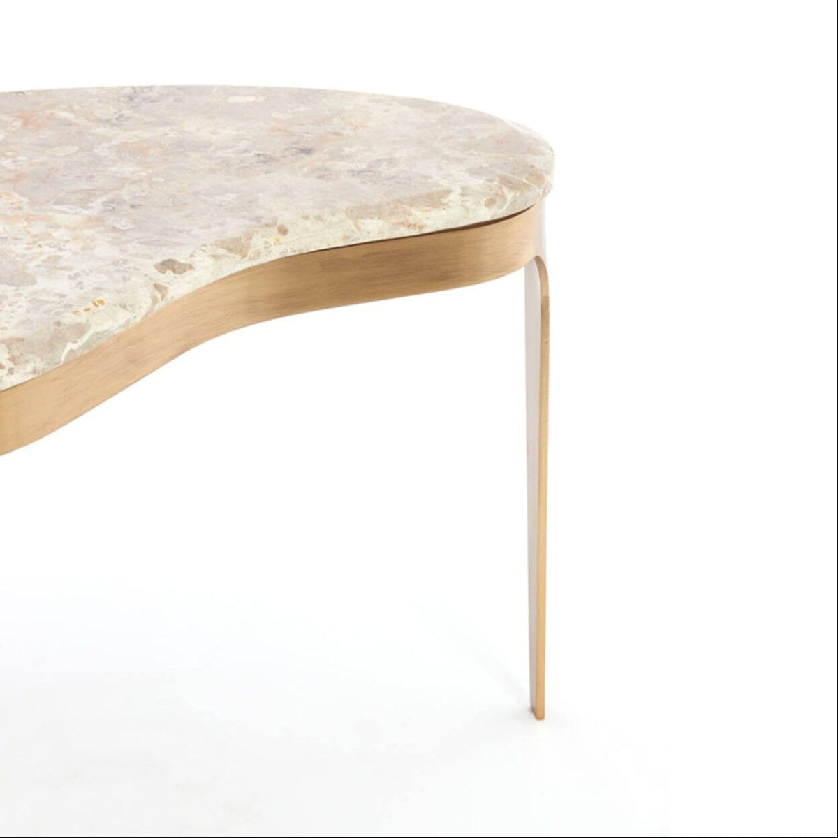 Josephine Antique Bronze Abstract Shaped Coffee Table with Taupe Marble Top