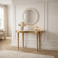 Josephine Antique Bronze Abstract Shaped Console Table with Taupe Marble Top