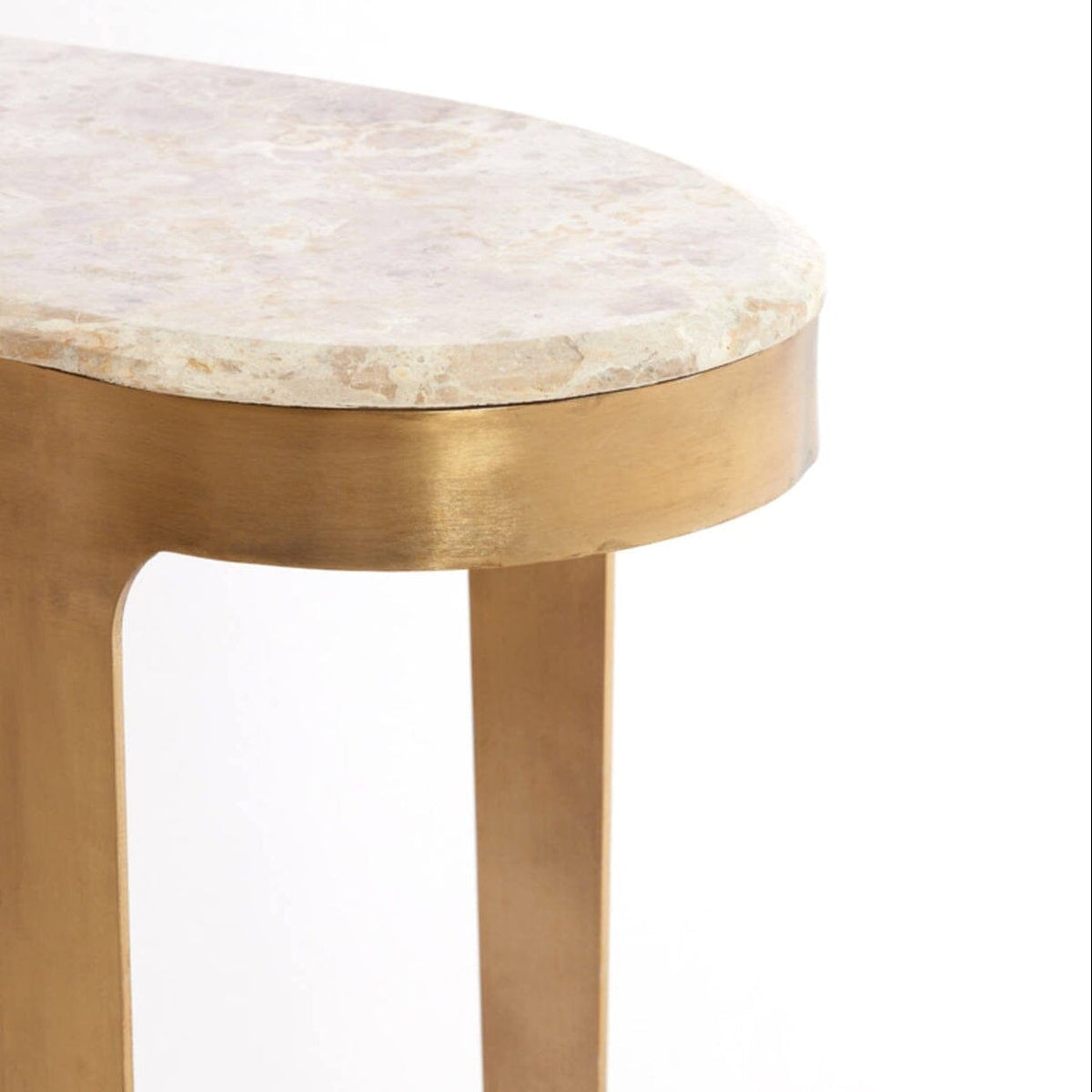Josephine Antique Bronze Abstract Shaped Console Table with Taupe Marble Top