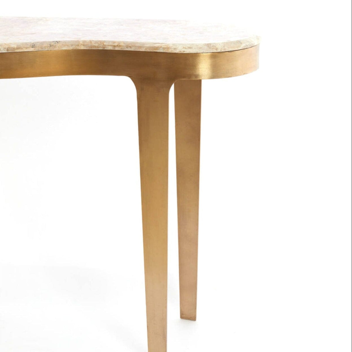 Josephine Antique Bronze Abstract Shaped Console Table with Taupe Marble Top
