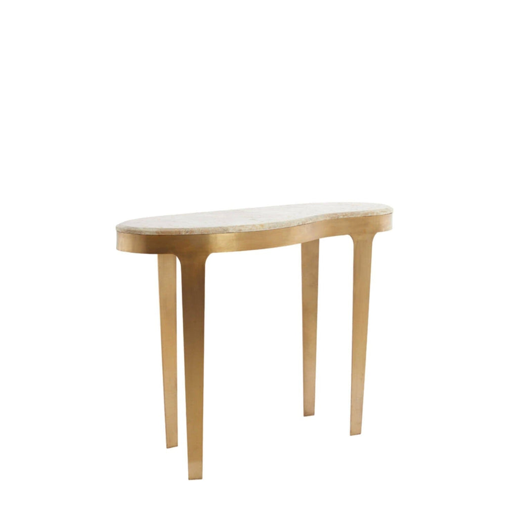 Josephine Antique Bronze Abstract Shaped Console Table with Taupe Marble Top