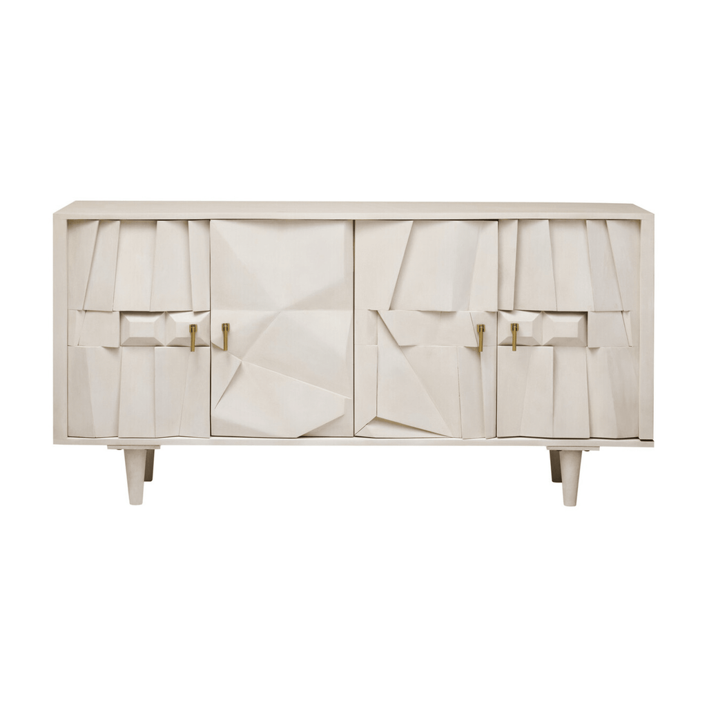 Juni 4 Door Geometric Whitewash Wood Sideboard