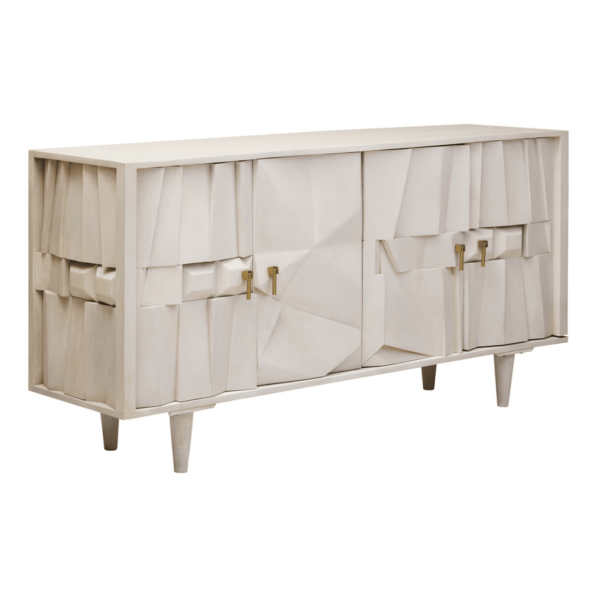 Juni 4 Door Geometric Whitewash Wood Sideboard
