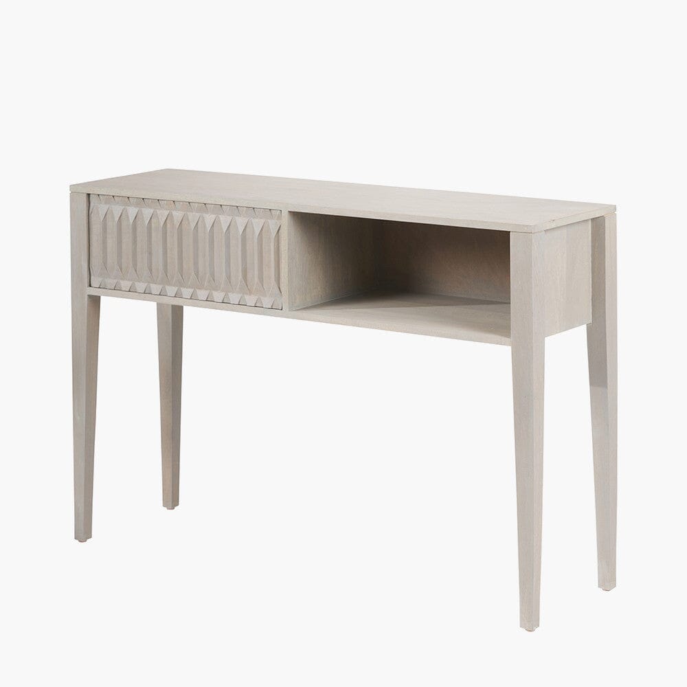 Kamala Light Grey Mango Wood 1 Drawer Console Table