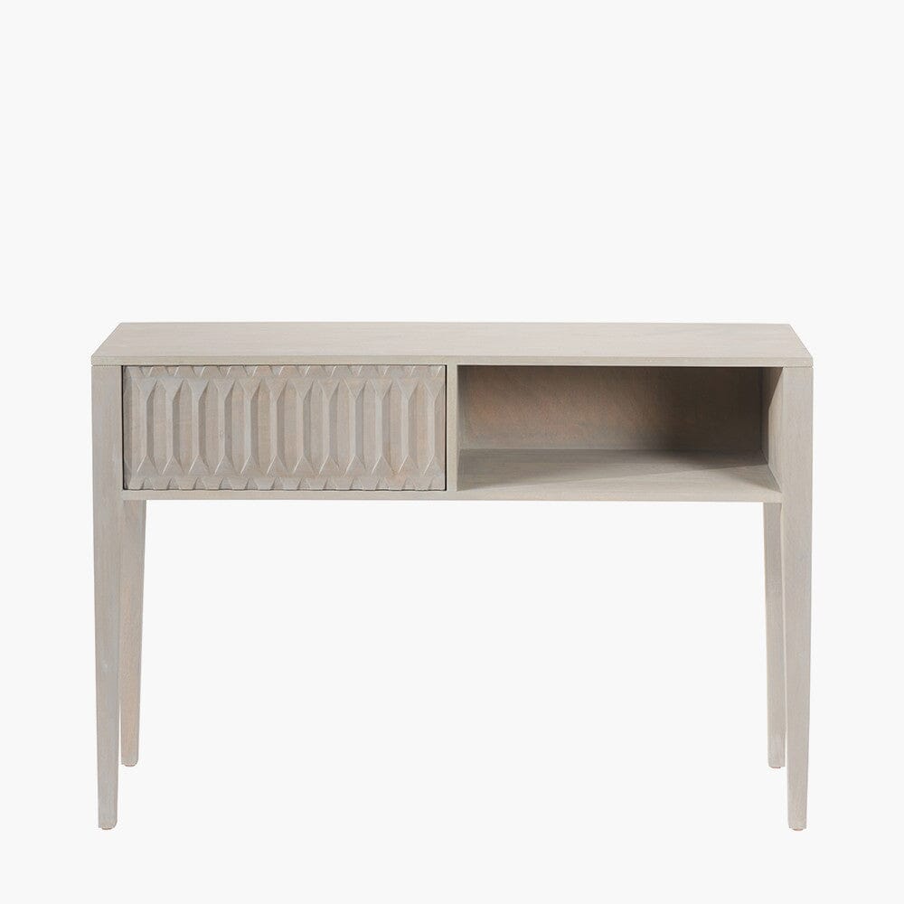 Kamala Light Grey Mango Wood 1 Drawer Console Table