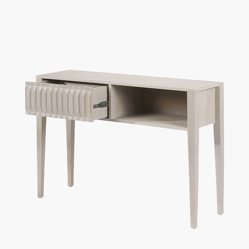Kamala Light Grey Mango Wood 1 Drawer Console Table