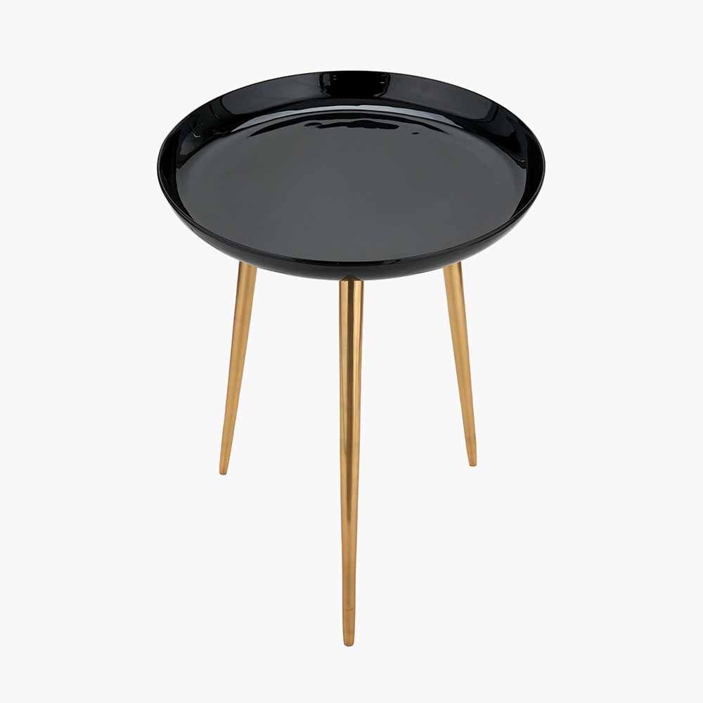Katie Black Enamel & Gold Metal Side Table