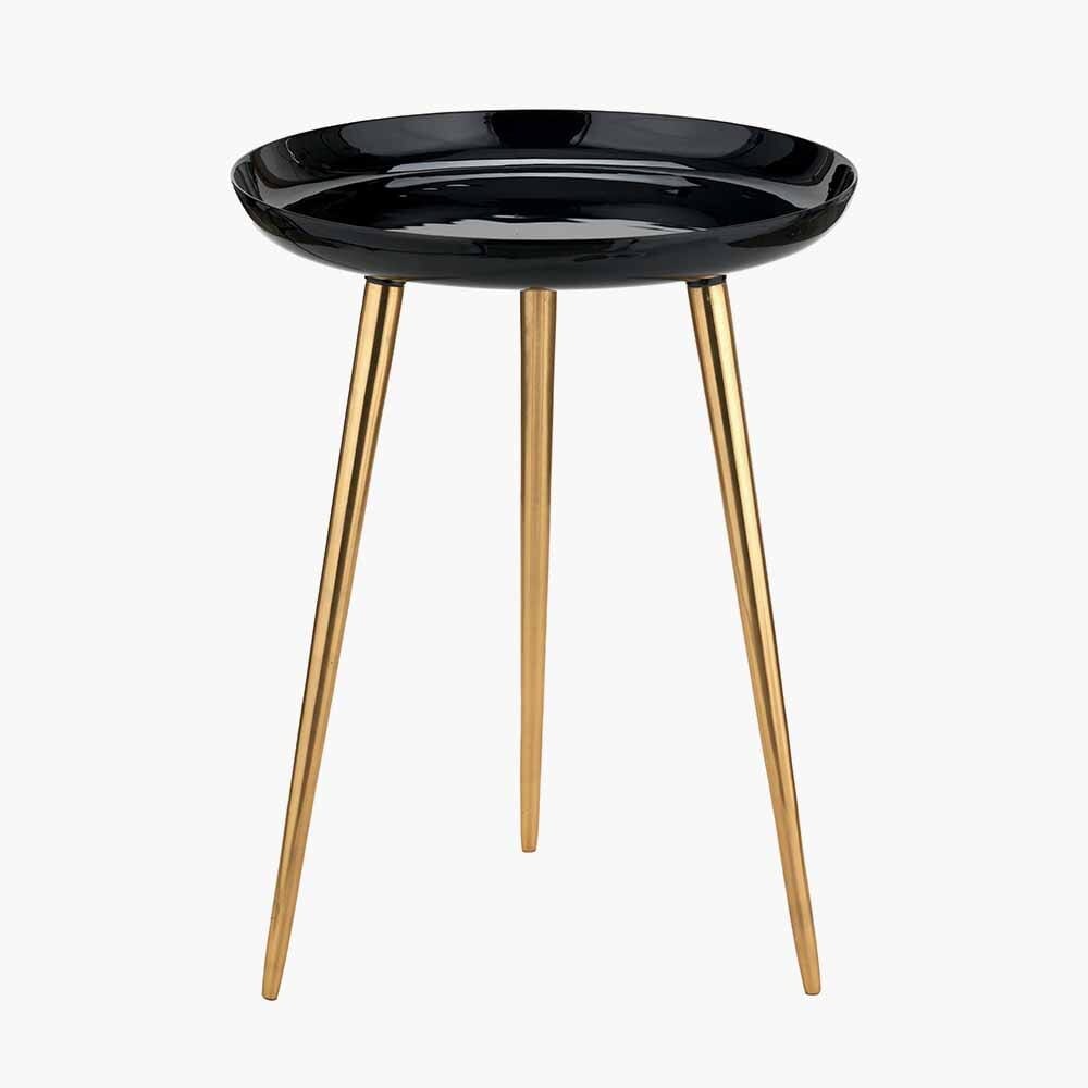 Katie Black Enamel & Gold Metal Side Table